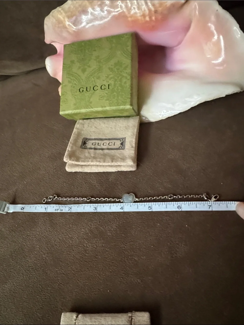 Gucci Silver Chain Necklace with Blue Heart Pendant W Dusty & Box Good Condition - Picture 5 of 7